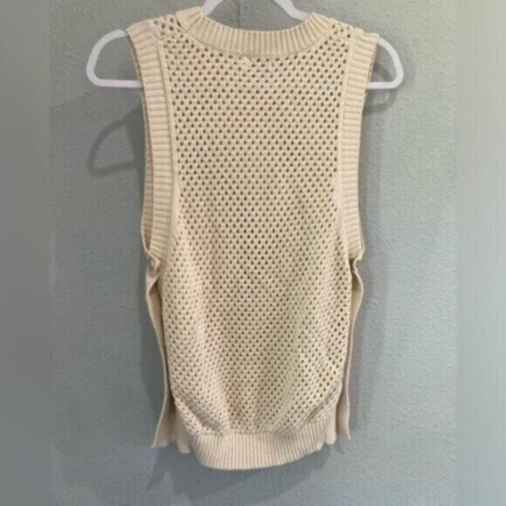 Spartina449 Neutral Crochet Contemporary Boho Beachy Vacation Preppy Top - Picture 6 of 7